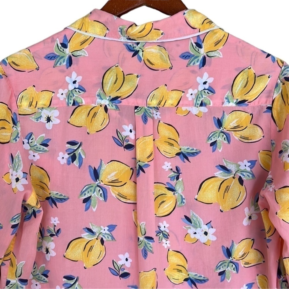 Gillian & OMalley Lemon Print Long Sleeve Sleepwear Pajama Top - Picture 6 of 12